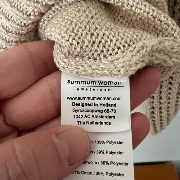 Summum Woman Amsterdam Beige Cotton Blend V-Neck Sweater Women's Size Large - Picture 6 of 10